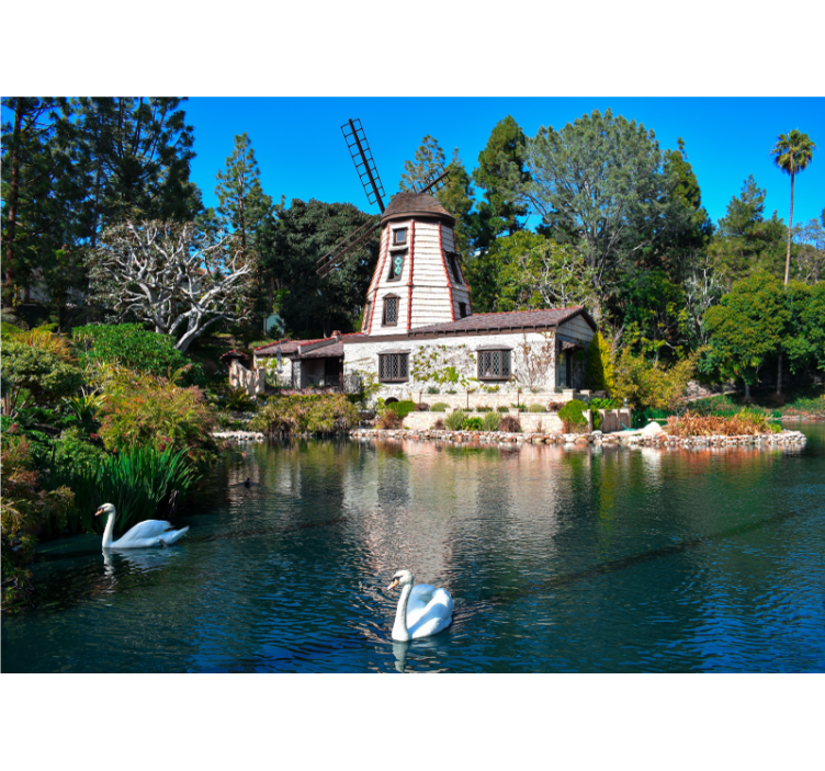 Tapisserie paysage charmante retraite dans un moulin à vent - TenStickers