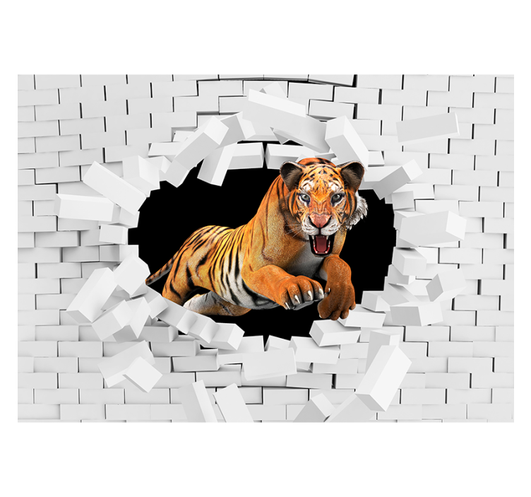 Tapisserie animaux tigre bondissant - TenStickers