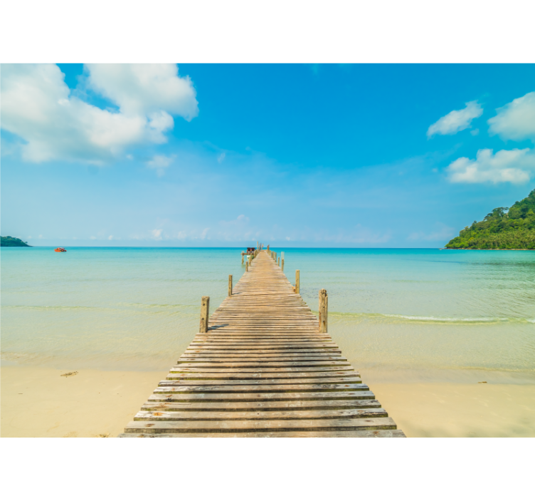 Tapisserie mer vue sur le quai en bois - TenStickers