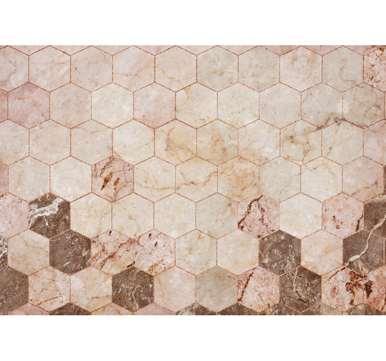 Tapisserie imitation pierre motif de marbre hexagonal - TenStickers