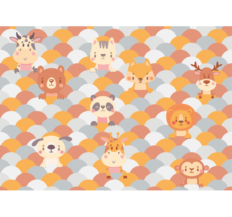 Tapisserie animaux visages d'animaux mignons - TenStickers