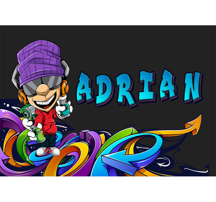 Tapisserie graffiti personnage de dessin animé cool - TenStickers