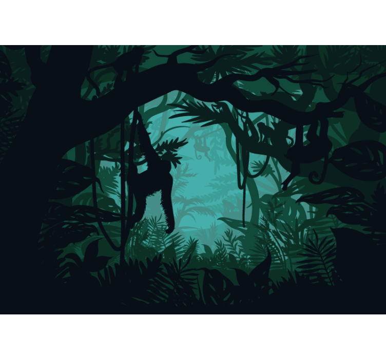 Tapisserie jungle scène de jungle éclatante - TenStickers