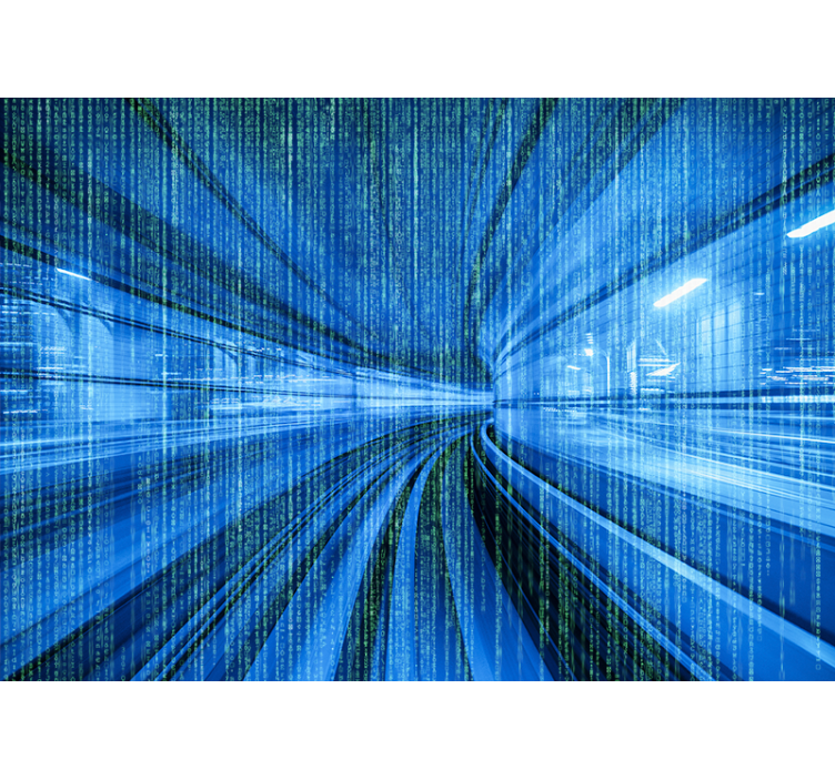 Tapisserie abstraite flux numérique dynamique - TenStickers