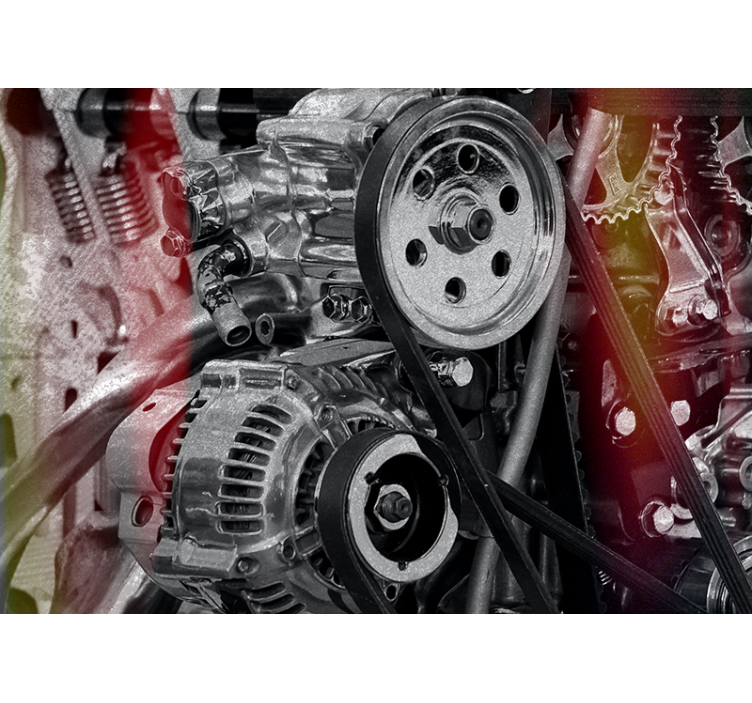 Tapisserie véhicules gros plan sur composants moteur - TenStickers