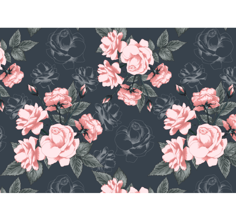 Tapisserie fleur rose Élégante en fleurs - TenStickers
