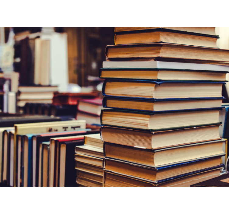 Tapisserie paysage collection de littérature empilée - TenStickers