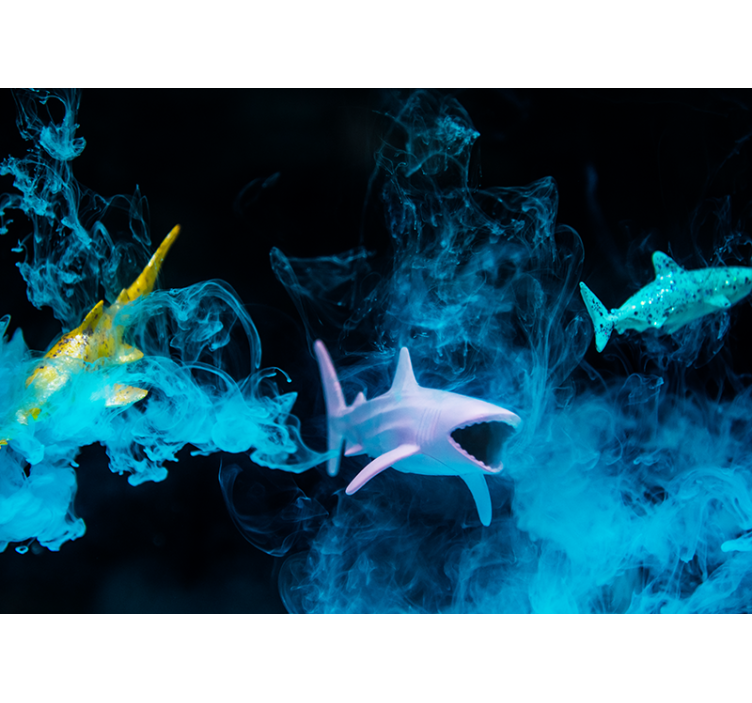 Tapisserie animaux illustration de requin coloré - TenStickers