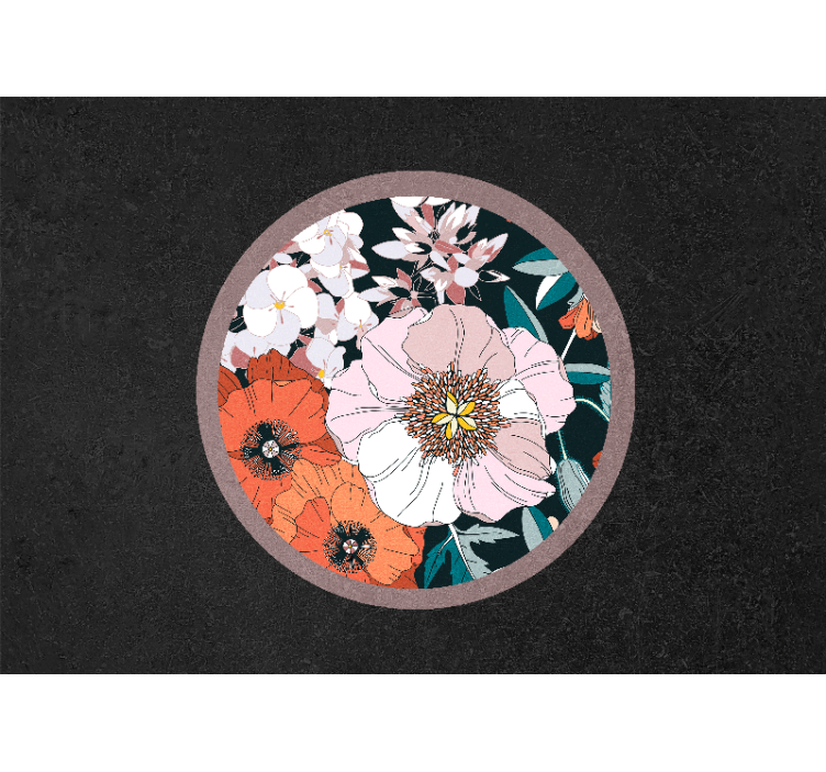 Tapisserie fleur design circulaire floral - TenStickers