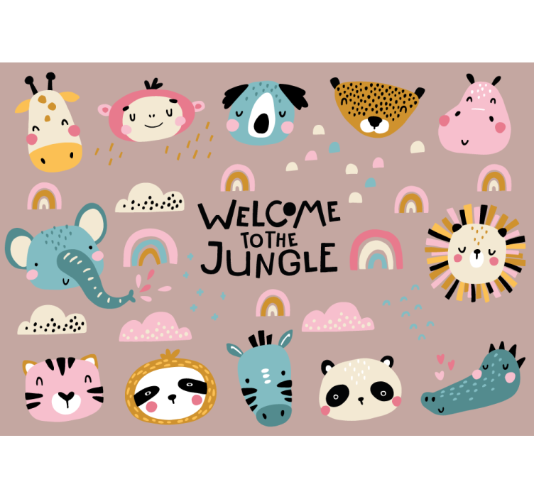 Tapisserie animaux adorables de la jungle - TenStickers