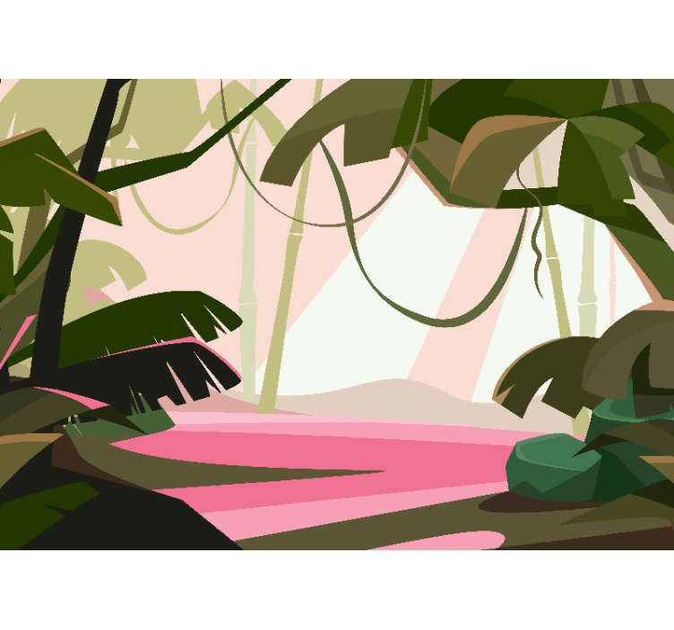 Tapisserie jungle scène tropicale luxuriante - TenStickers