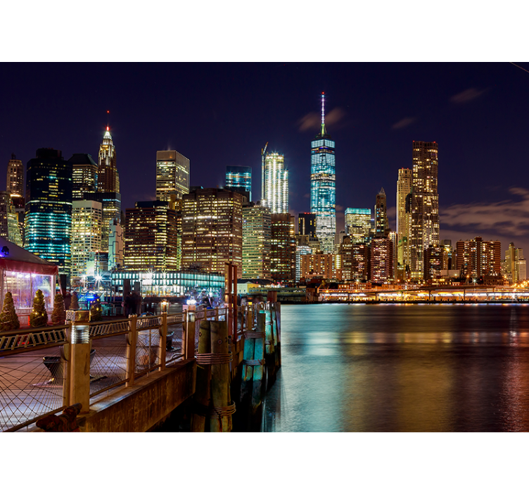 Tapisserie new york skyline nocturne urbaine - TenStickers