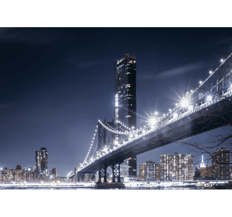 Tapisserie new york vue nocturne du pont de brooklyn - TenStickers