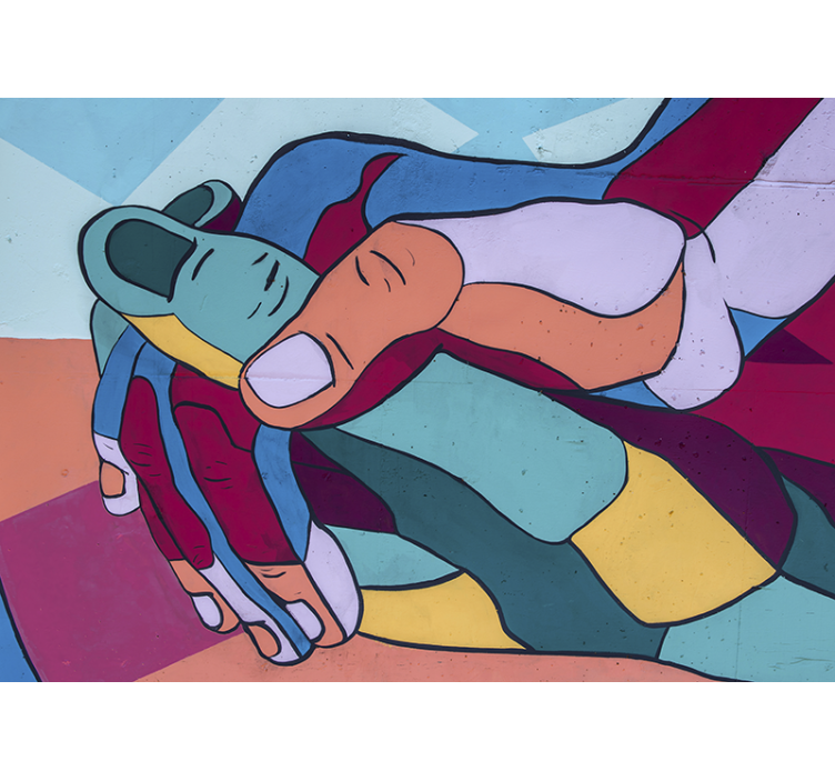 Tapisserie amour étreinte colorée des mains - TenStickers