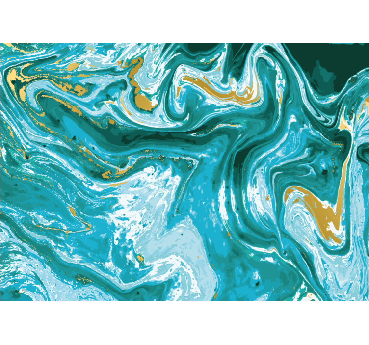 Tapisserie abstraite vagues turquoise fluides - TenStickers