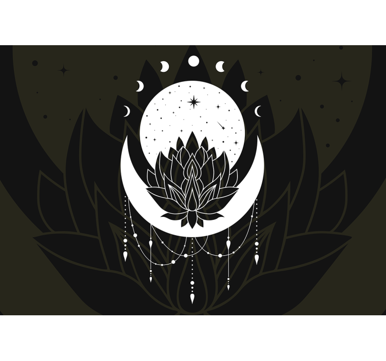 Tapisserie mandala design lune de lotus - TenStickers