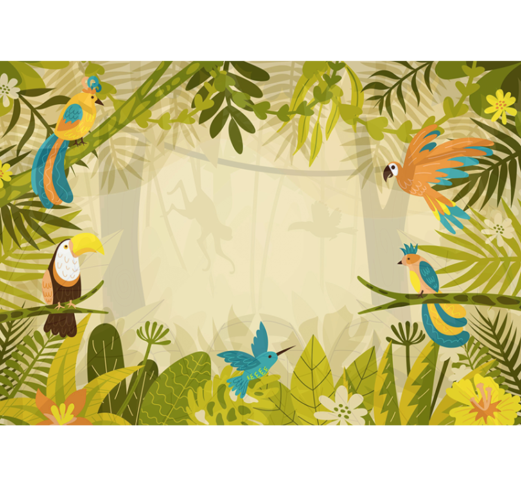 Tapisserie jungle oiseaux colorés de la jungle - TenStickers