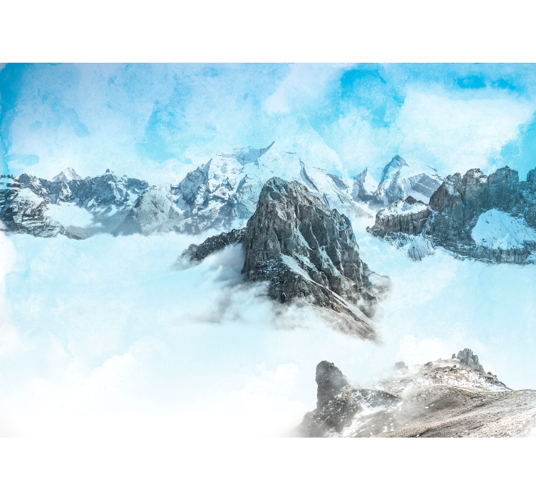 Tapisserie montagne sommets glaciaires majestueux - TenStickers