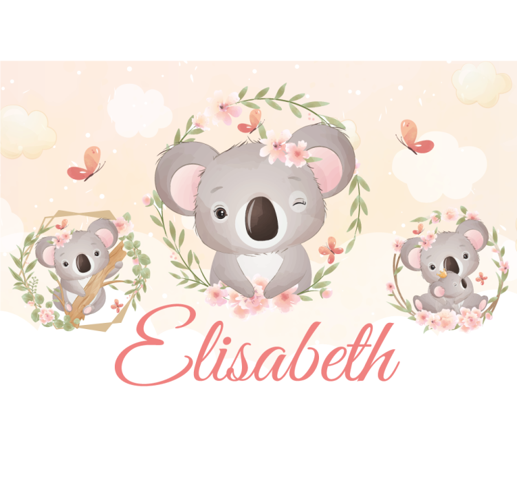 Tapisserie personnalisable famille koala joyeuse - TenStickers