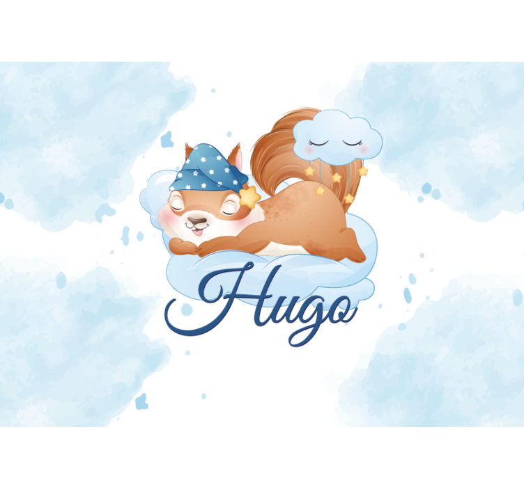 Tapisserie pour chambre bébé rêves de l'écureuil endormi - TenStickers