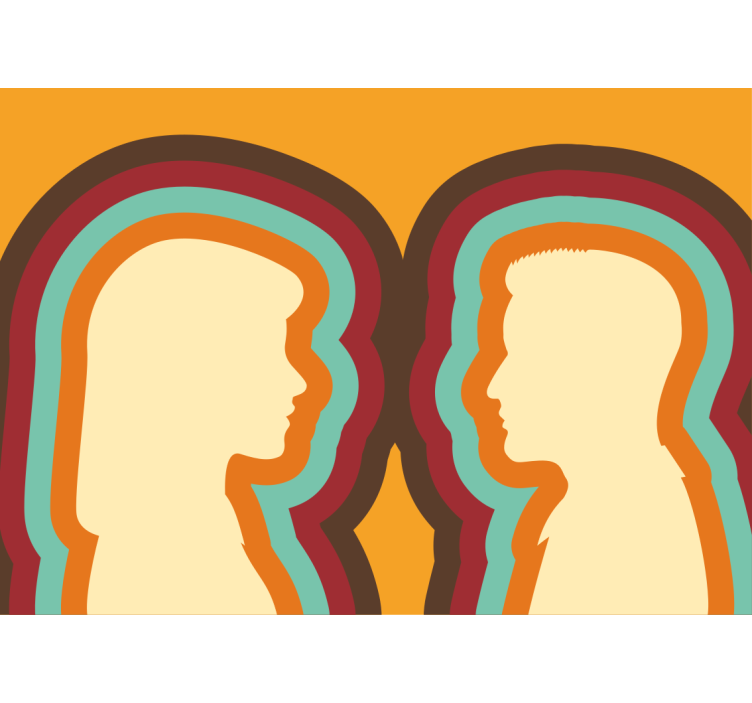 Tapisserie amour silhouettes de couple - TenStickers