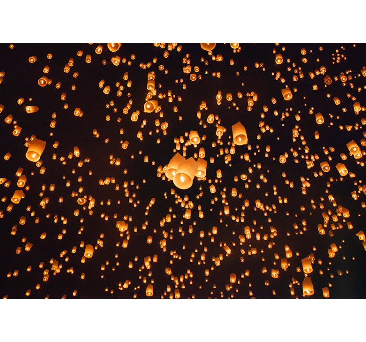 Tapisserie entrée festival des lanternes flottantes - TenStickers