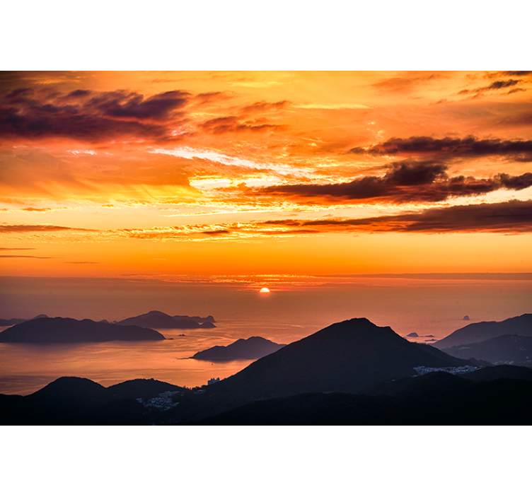 Tapisserie paysage coucher de soleil sur océan - TenStickers