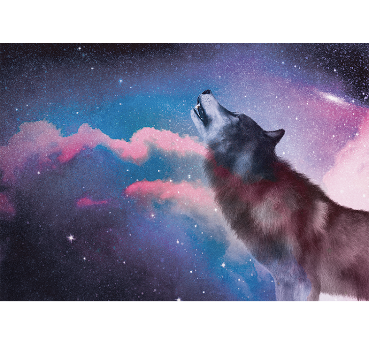 Tapisserie animaux silhouette de loup hurlant - TenStickers