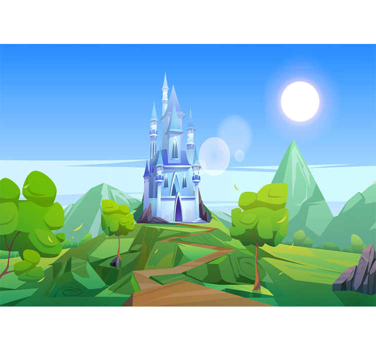 Tapisserie fantaisie paysage de château enchanteur - TenStickers