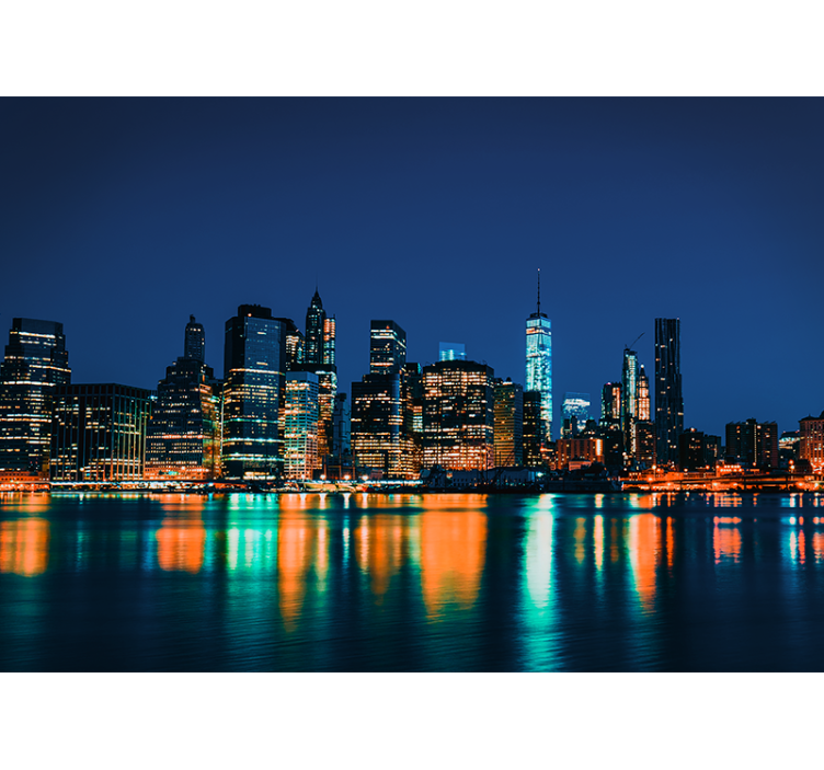 Tapisserie new york skyline de nuit - TenStickers