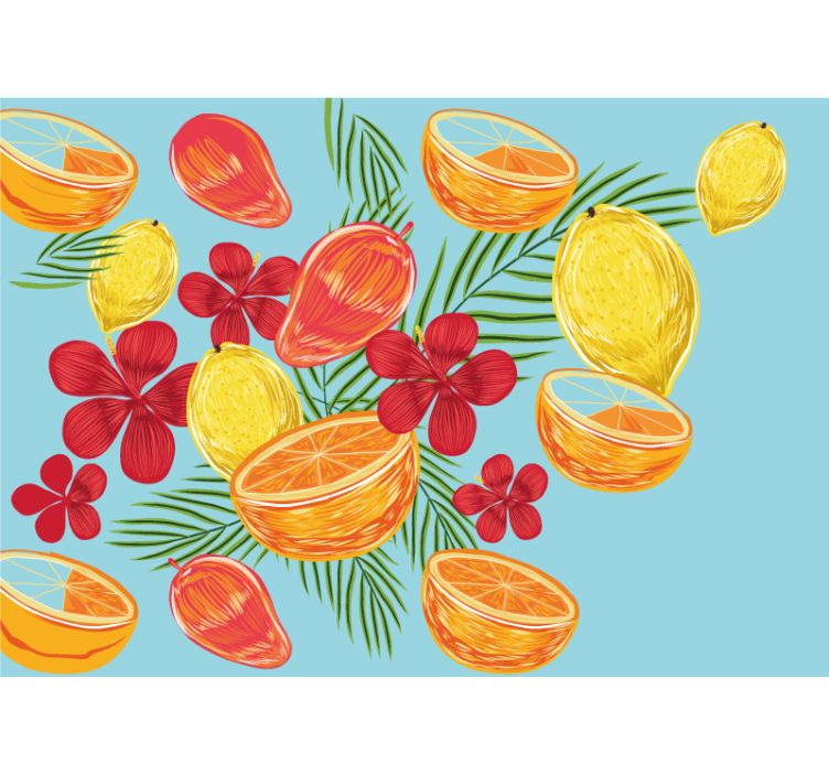 Tapisserie fleur arrangement de fruits tropicaux - TenStickers