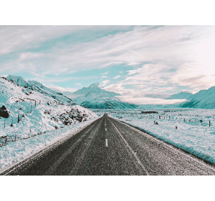 Tapisserie paysage chemin de montagne glacé - TenStickers