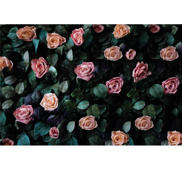 Tapisserie fleur roses et feuillage - TenStickers