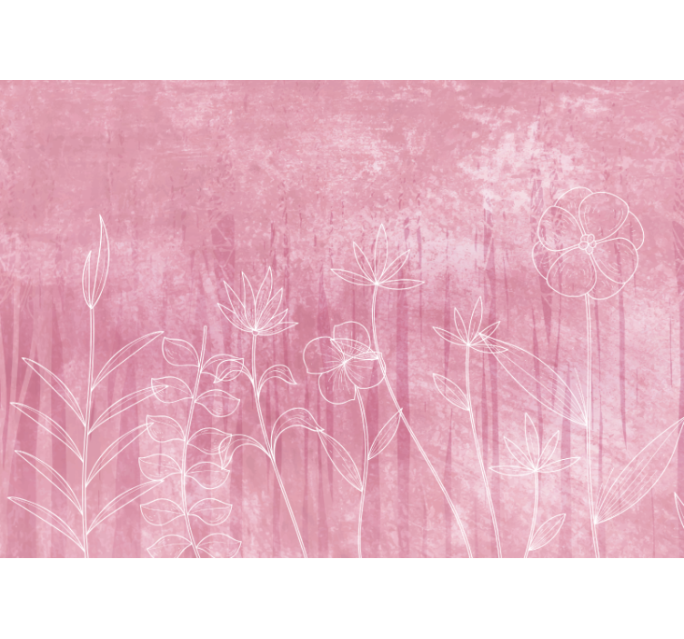 Tapisserie fleur contour floral délicat - TenStickers