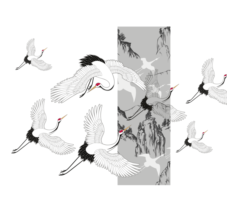 Tapisserie animaux design grues en vol - TenStickers