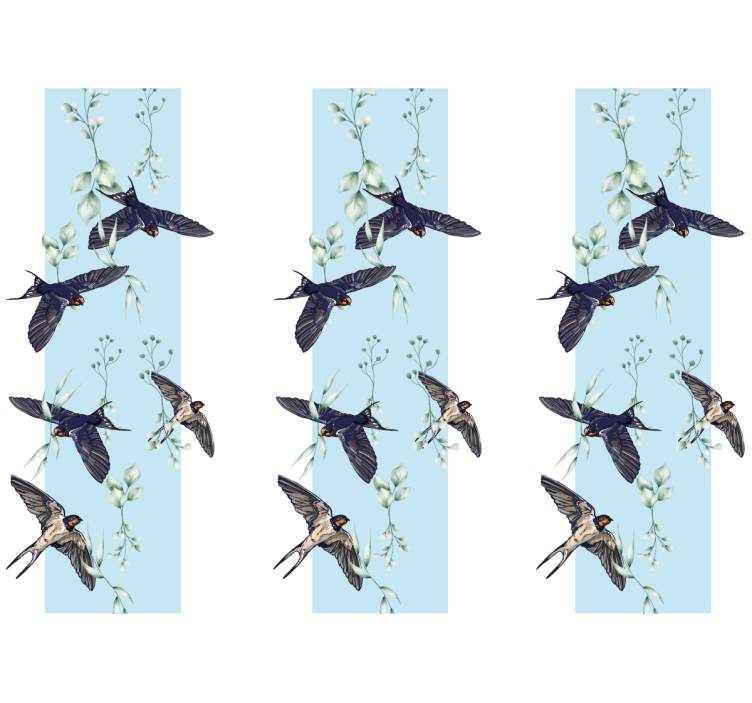 Tapisserie animaux hirondelles et verdure - TenStickers
