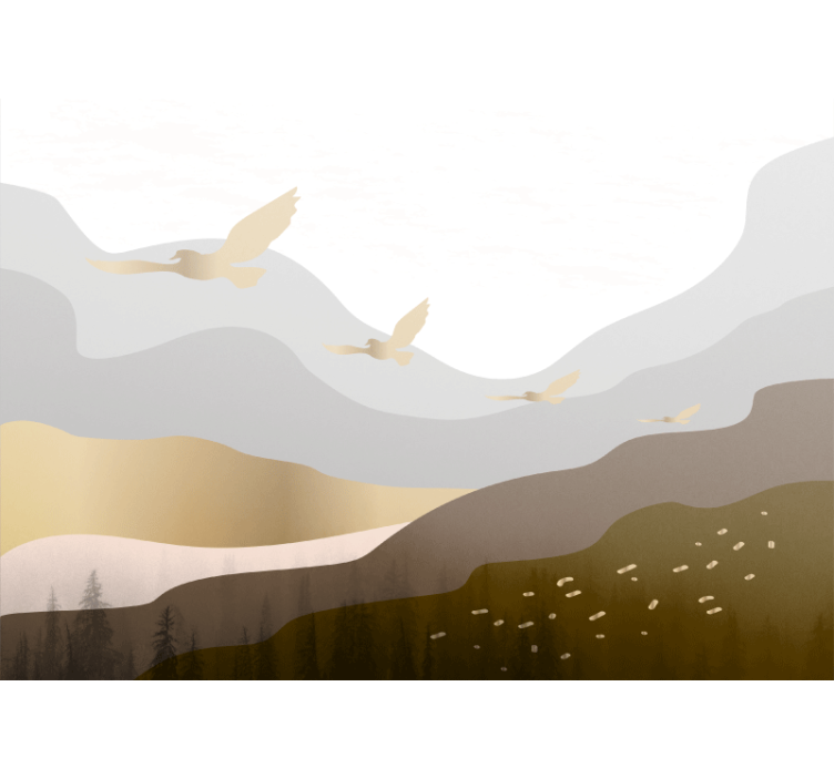 Papier peint nature silhouettes d'oiseaux volants - TenStickers