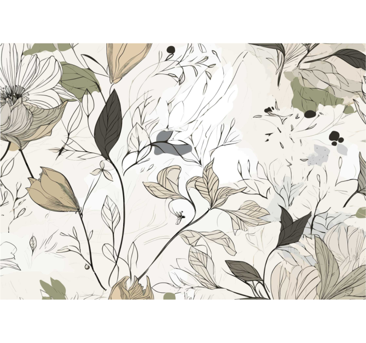 Tapisserie murale salle de bain fleurs feuilles - TenStickers