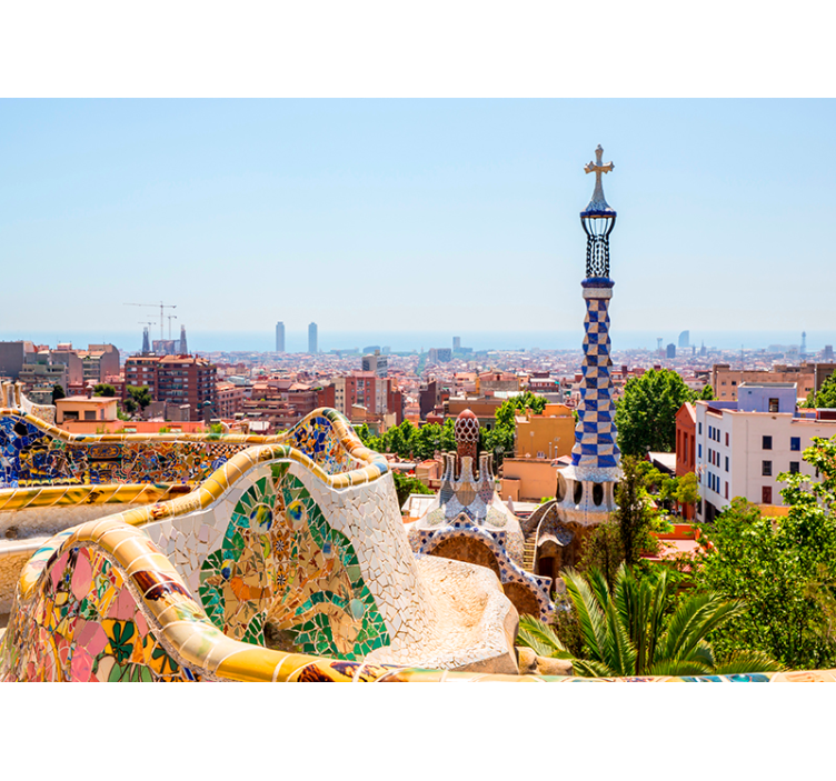 Tapisserie Barcelone vue sur park güell - TenStickers
