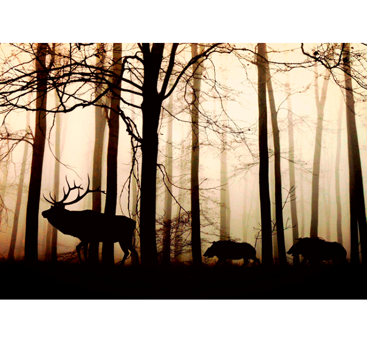 Tapisserie nature faune forestière silhouettée - TenStickers