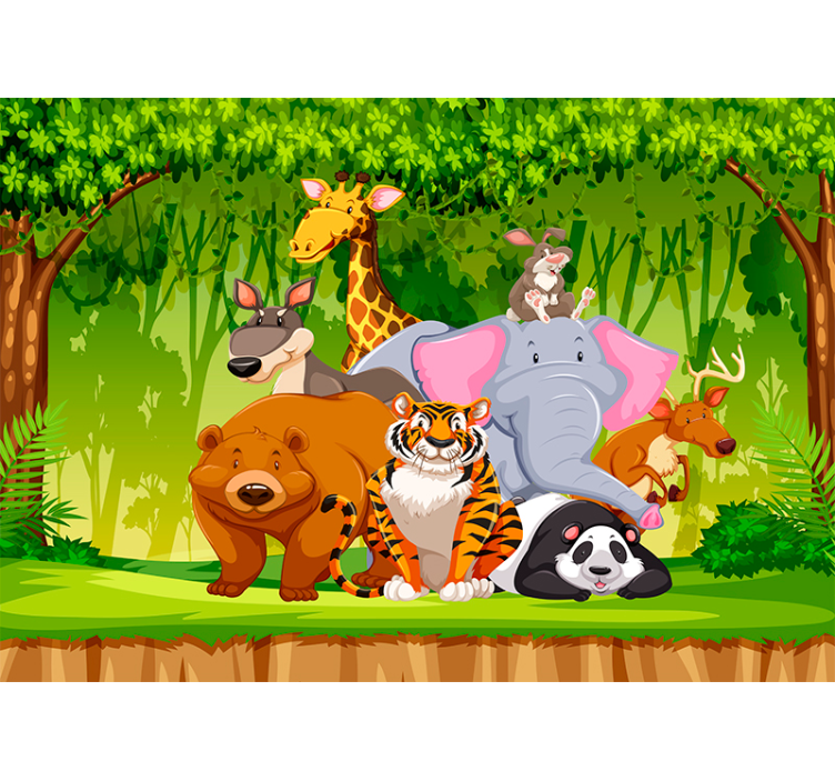 Tapisserie chambre enfant jungle animée - TenStickers