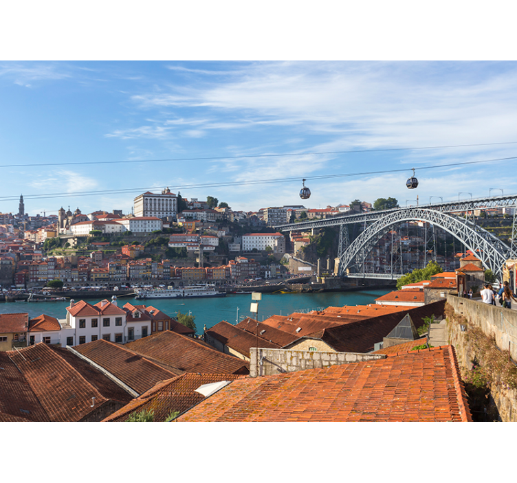 Tapisserie autres villes et de pays vue sur la rivière porto - TenStickers