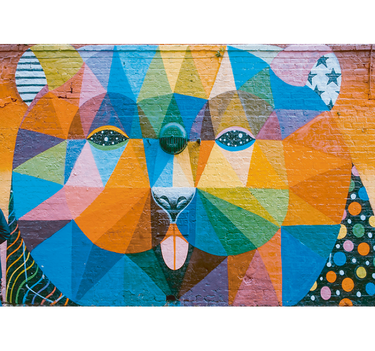 Tapisserie graffiti félin géométrique - TenStickers