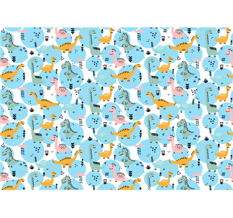 Tapisserie pour chambre bébé motif de dinosaure bleu - TenStickers