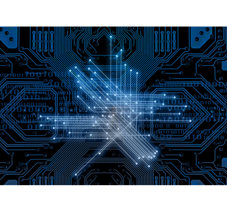 Tapisserie abstraite flux lumineux de circuits - TenStickers