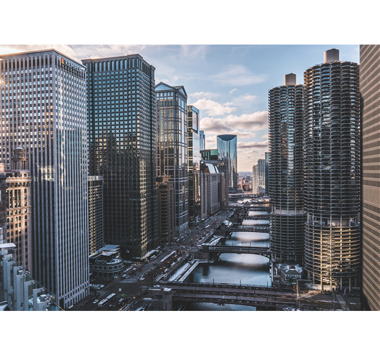 Tapisserie villes et pays vue sur la skyline de chicago - TenStickers