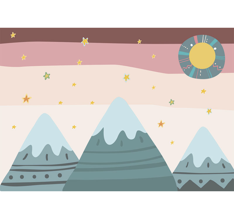 Tapisserie chambre enfant montagnes et Étoiles - TenStickers
