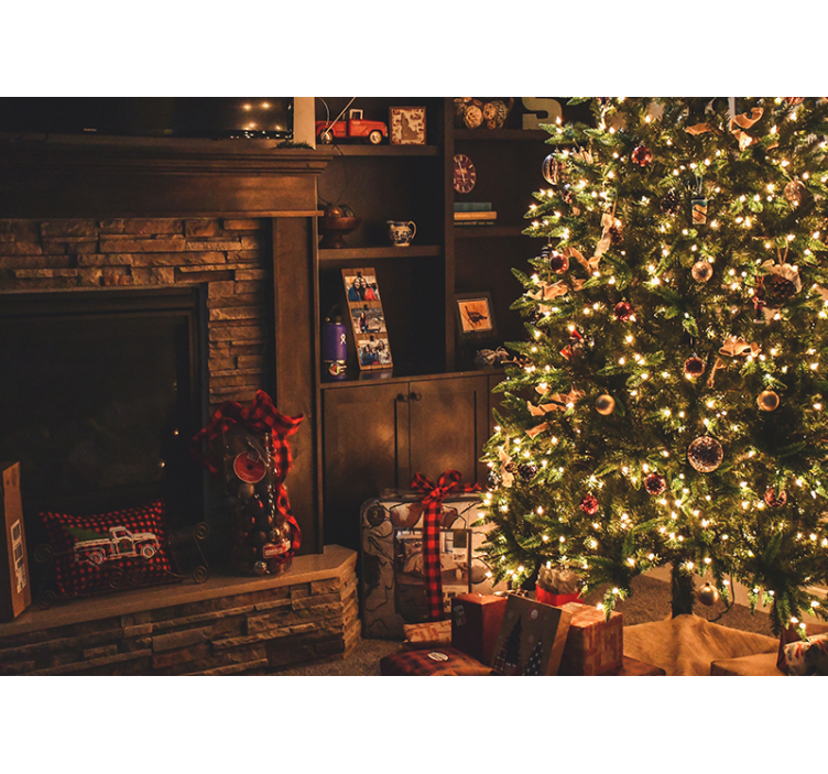 Tapisserie noel Éclairage festif de l'arbre - TenStickers