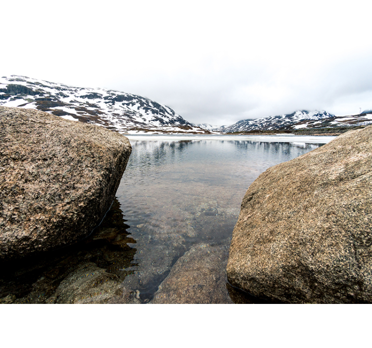 Tapisserie paysage réverbération de montagnes sereines - TenStickers