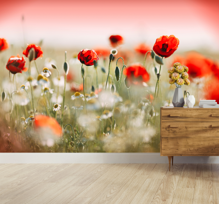 Papier peint fleuri coquelicots - TenStickers